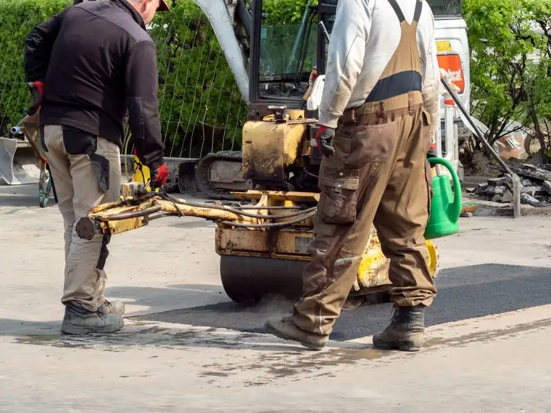 Driveway repair and construction work in progress