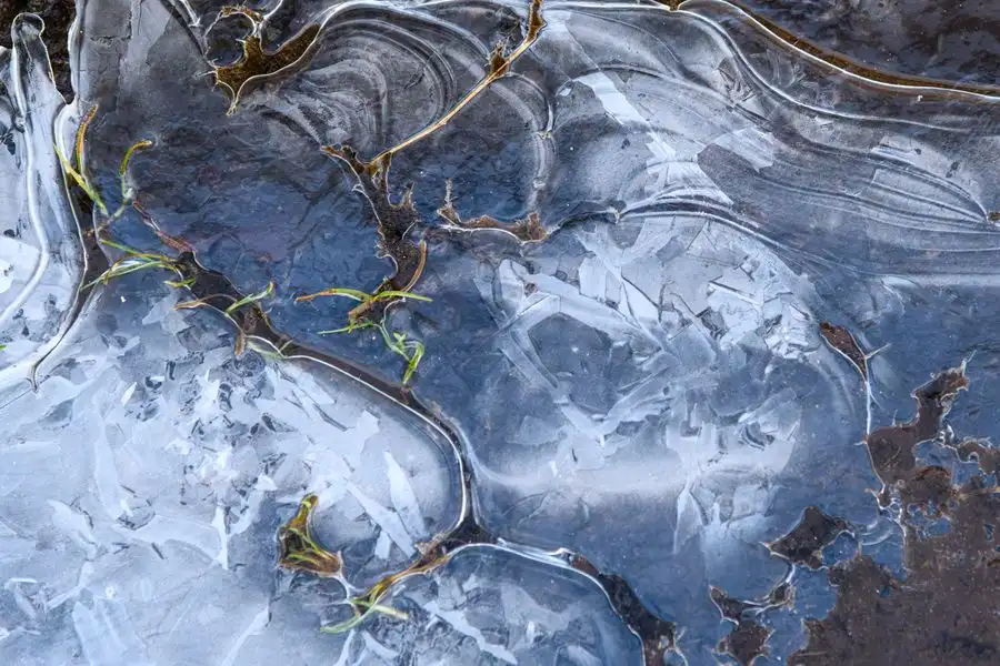 Frost and ice on a driveway surface on a cold Swindon morning