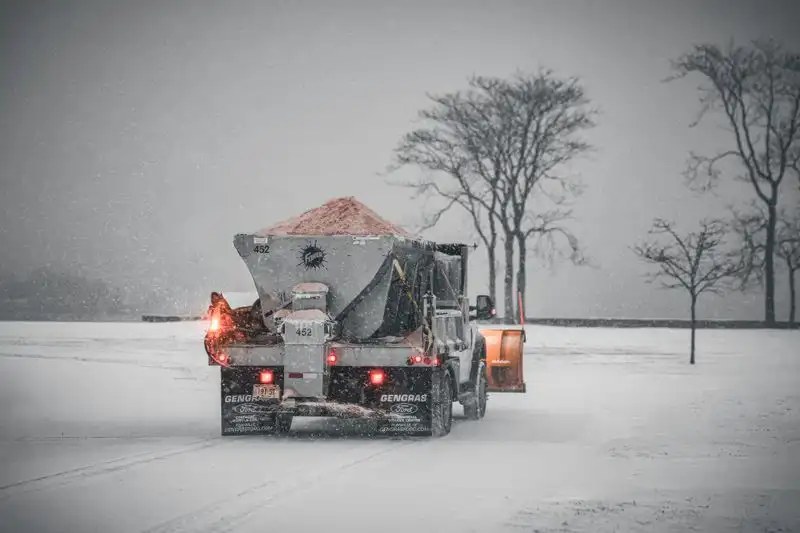 Gritting salt on a driveway in winter