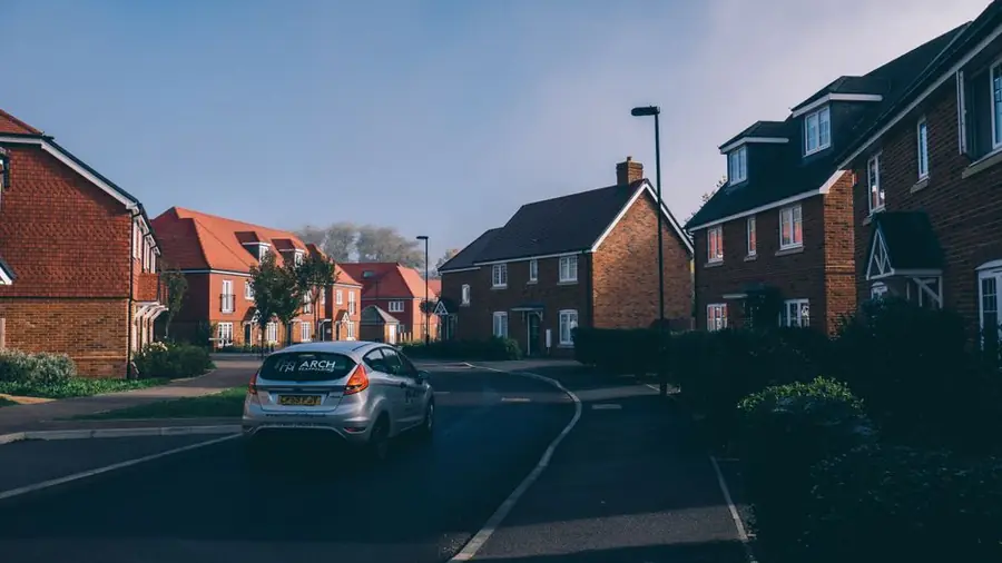 Street of modern homes on a new Swindon estate