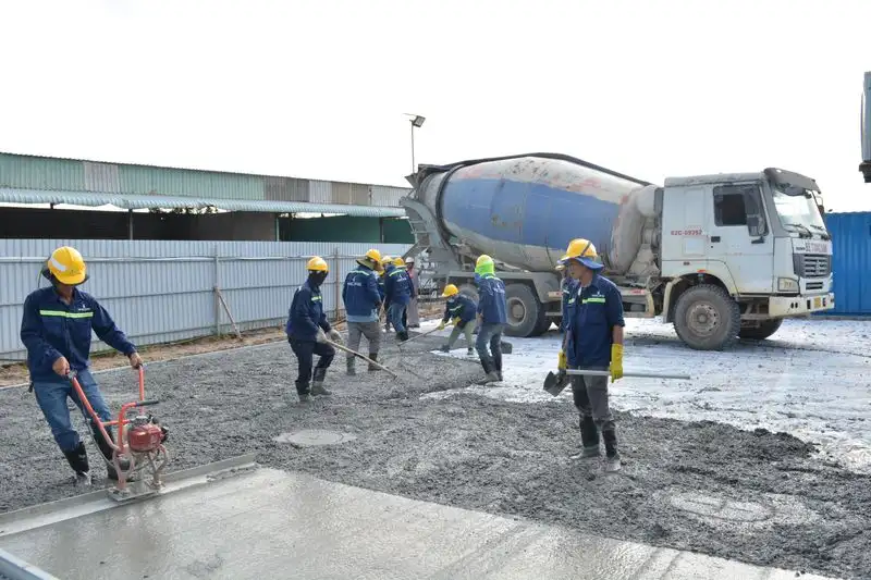 Pouring concrete for a driveway