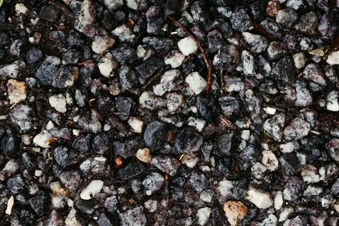 Close-up of resin bound stone surface showing bound natural aggregate