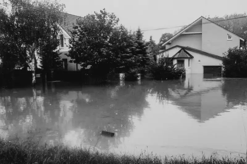 Waterlogged garden after heavy rain